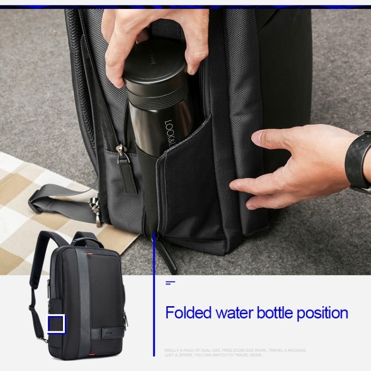 Norvo | Bopai 751-006561 Stor kapasitet forretningsavslappet pustende laptop ryggsekk med ekstern USB-port, Størrelse: 29 x 16 x 44 cm (Svart)