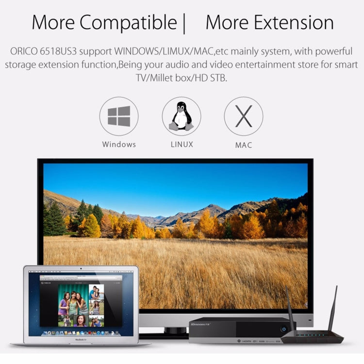 Norvo | ORICO 6518US3 USB 3.0 Type-B 2.5 / 3.5 Tommers Verktøyløs HDD Dockingstasjon Ekstern Lagringskabinett Harddiskboks (Svart)