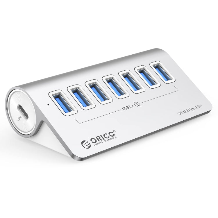 Norvo | ORICO M3U7-G2 Aluminiumlegering 7-port USB 3.2 Gen2 10Gbps HUB med 0,5 m kabel (Sølv)
