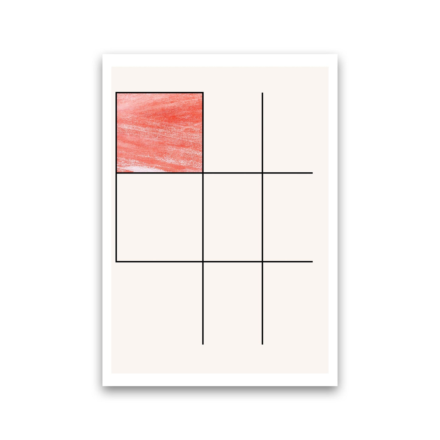 Norvo | Abstract Rød Fargeblyant Geo 1 Moderne Trykk
