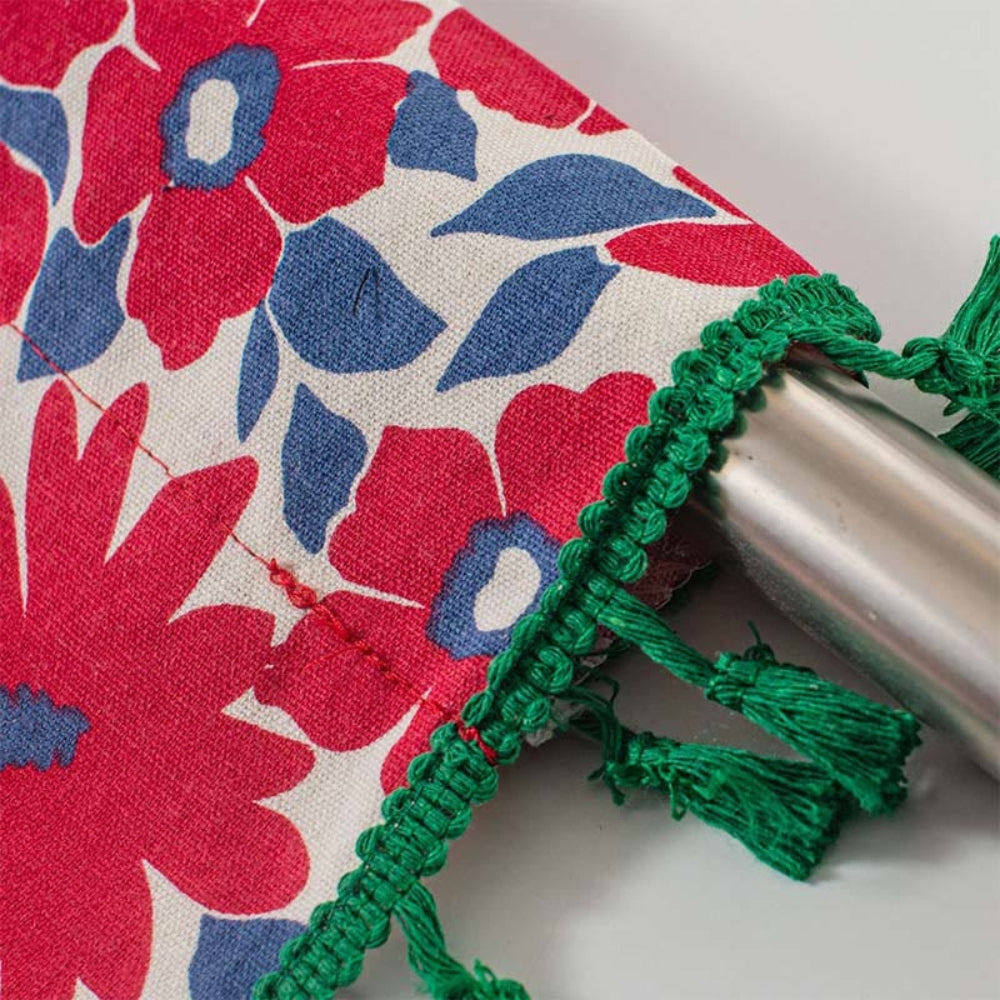 Norvo | Graceful Rød Blomstret Lin Kjøkkenvindu Gardin