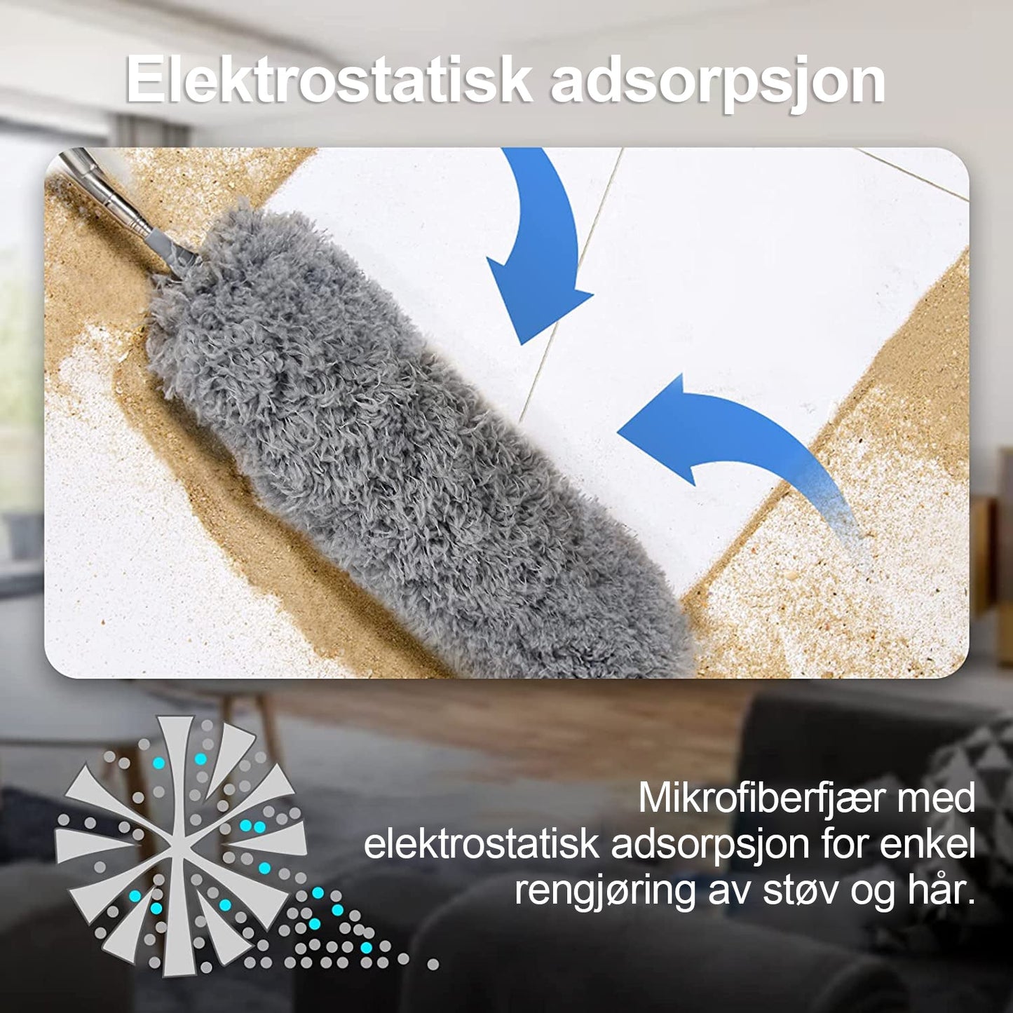 Norvo | Uttrekkbar og vaskbar, buet støvkost i mikrofiber