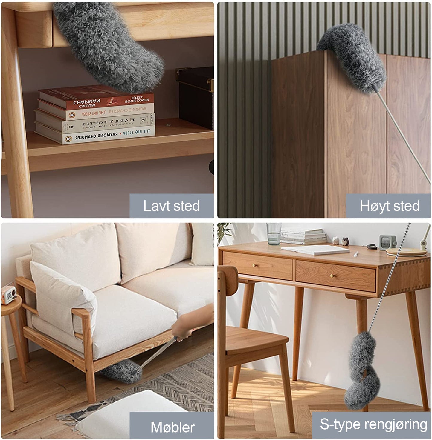 Norvo | Uttrekkbar og vaskbar, buet støvkost i mikrofiber
