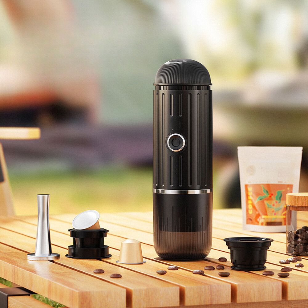 Norvo | Selvmålt bærbar elektrisk espressomaskin med USB-C-lader – Kompatibel med malt kaffe & Nespresso-kapsler
