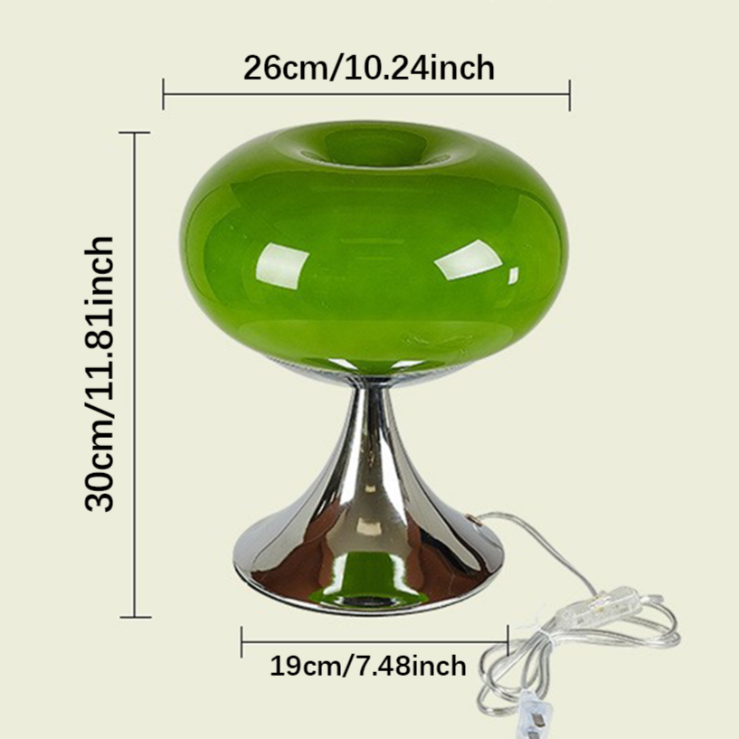 Norvo | RetroGlow Bordlampe – Bauhaus Stil Glass & Jern Lampe med Varmt Lys | E27 | 90–260V