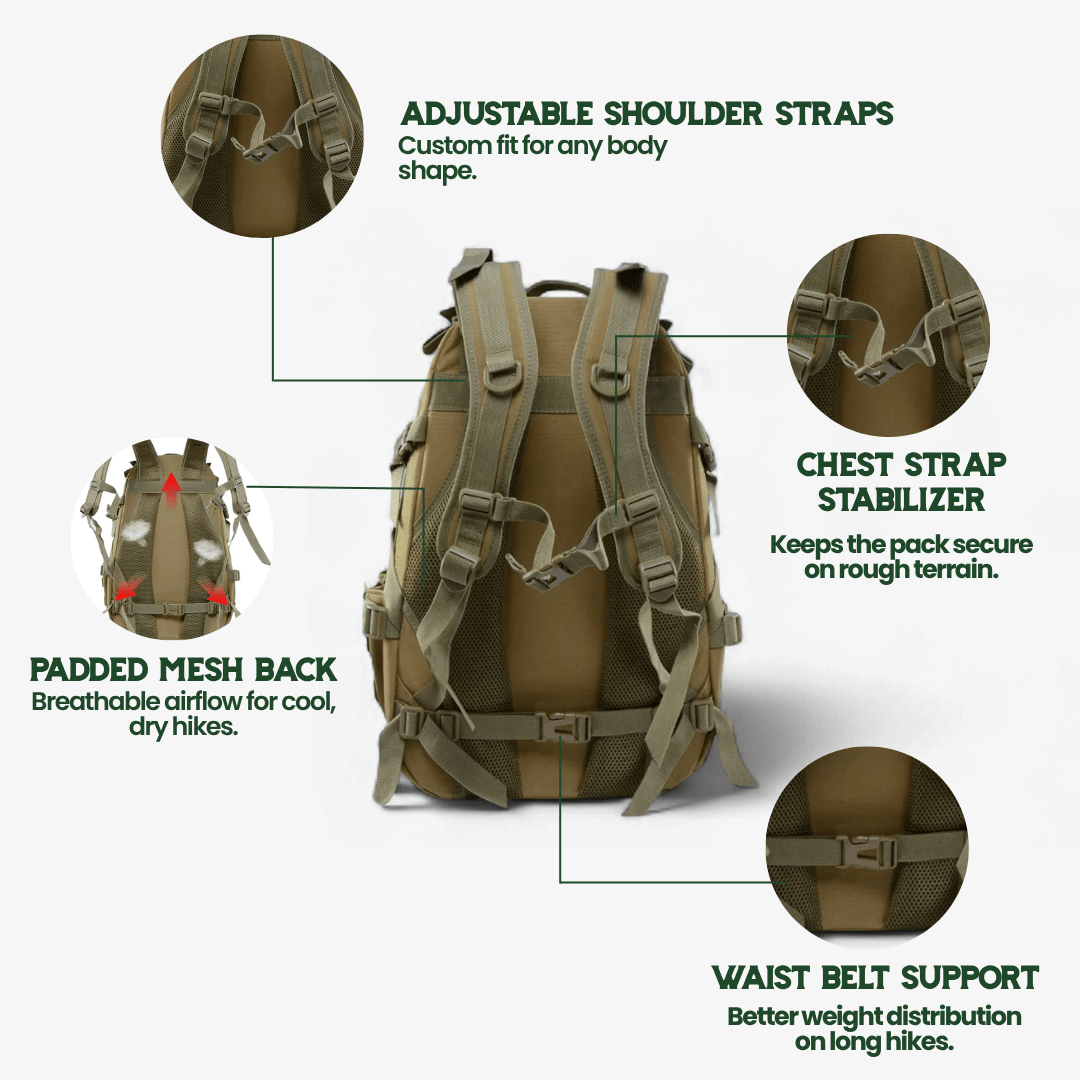 Norvo | 40L Utendørs Ryggsekk med MOLLE System & Vanntett Militærkonstruksjon