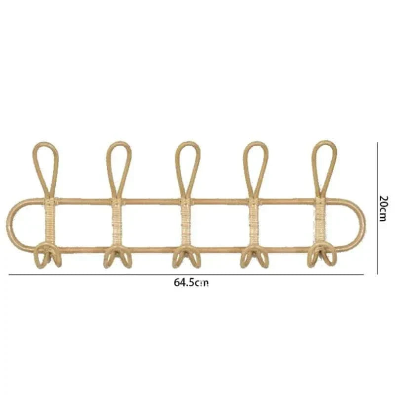 Norvo | Retro Rattan Vegghook med 5 Kroker
