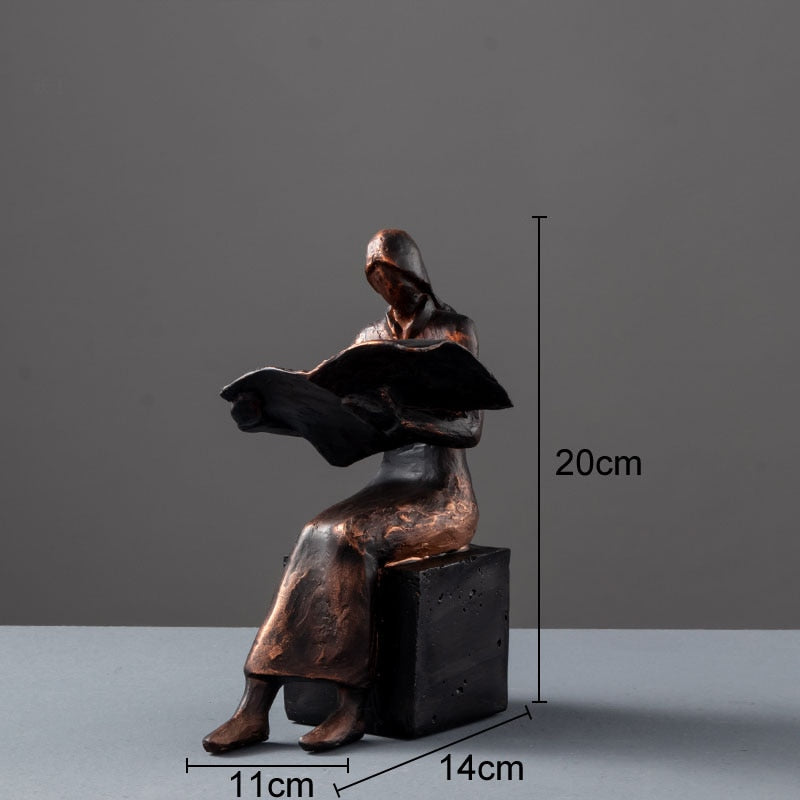 Norvo | Leser Skulptur Bokstativ Bock Støtte Abstrakt Karakter Harpiks Statue Skrivebord Dekorasjon Figurer Statuett Nordisk Hjemmedekor