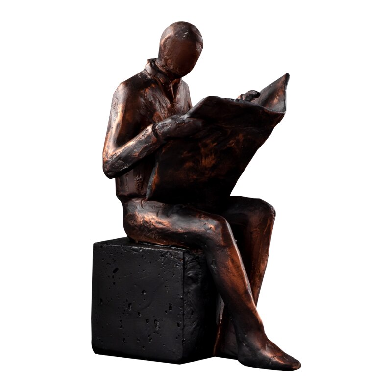 Norvo | Leser Skulptur Bokstativ Bock Støtte Abstrakt Karakter Harpiks Statue Skrivebord Dekorasjon Figurer Statuett Nordisk Hjemmedekor