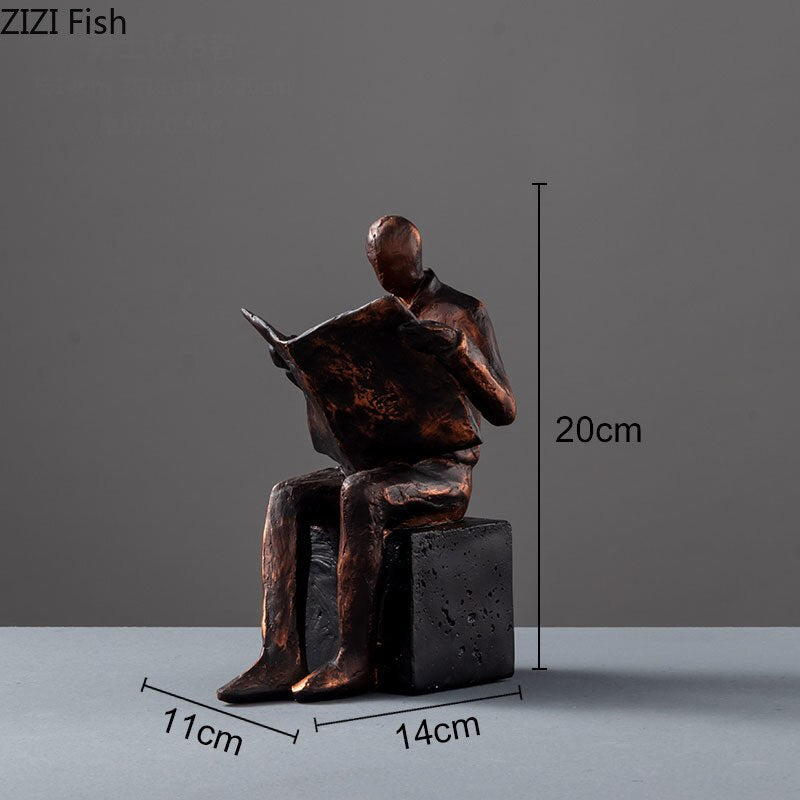 Norvo | Leser Skulptur Bokstativ Bock Støtte Abstrakt Karakter Harpiks Statue Skrivebord Dekorasjon Figurer Statuett Nordisk Hjemmedekor