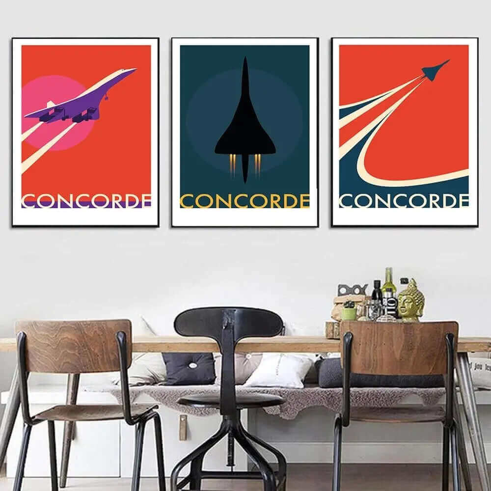 Norvo | Retro Concorde Fly Plakat på Lerret