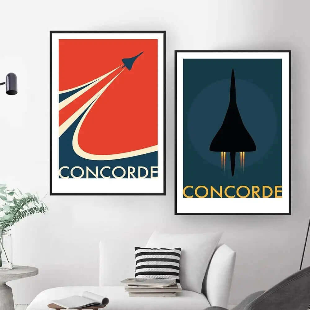 Norvo | Retro Concorde Fly Plakat på Lerret