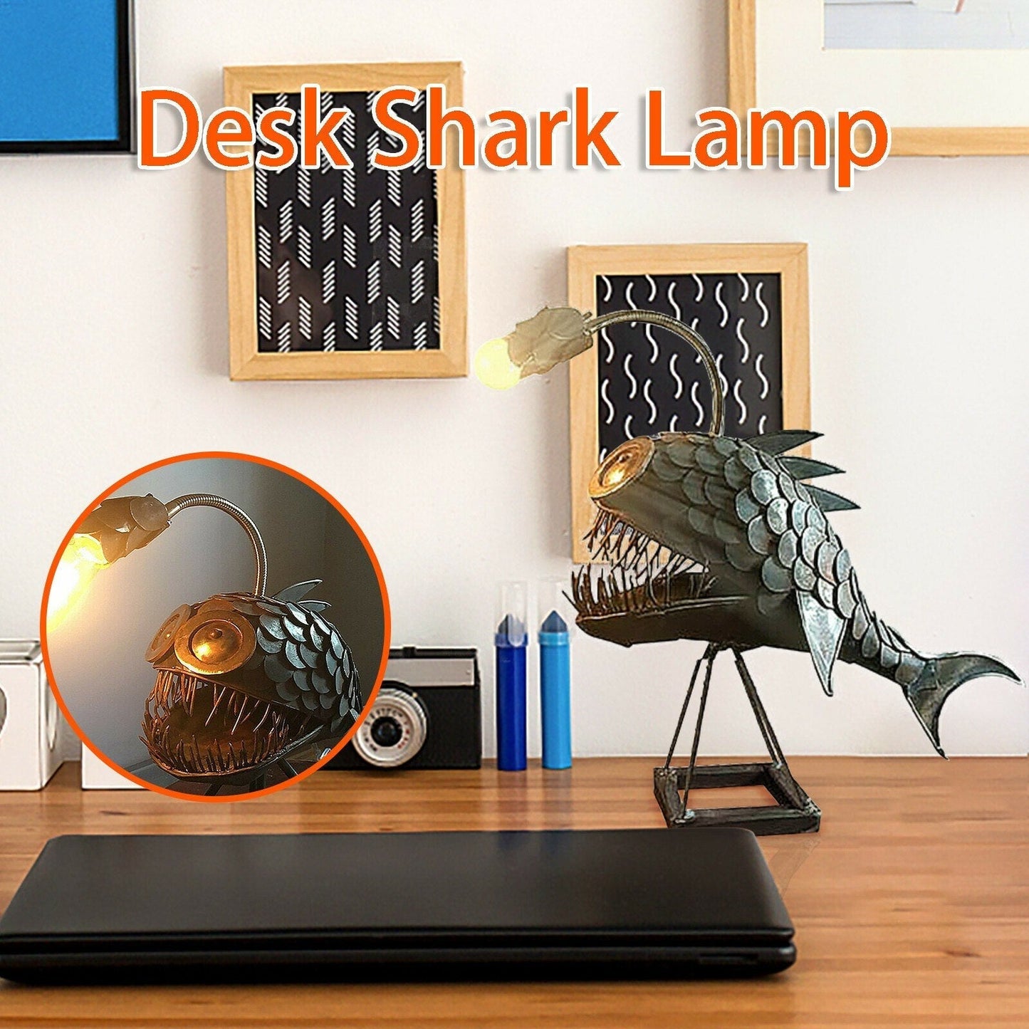 Norvo | Retro Bordlampe Anglerfisk Lys med Fleksibelt Lamp Hode Kunstneriske Bordlamper for Hjem Bar Café Hjem Kunst Dekorative Ornamenter