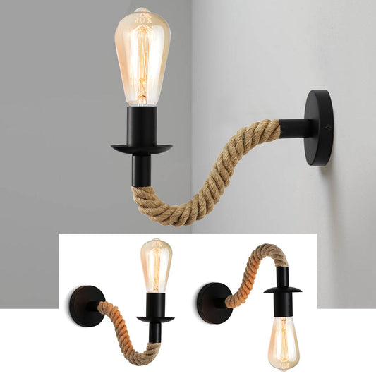 Norvo | Retro Hamp Tau Industriloft Vegglampe