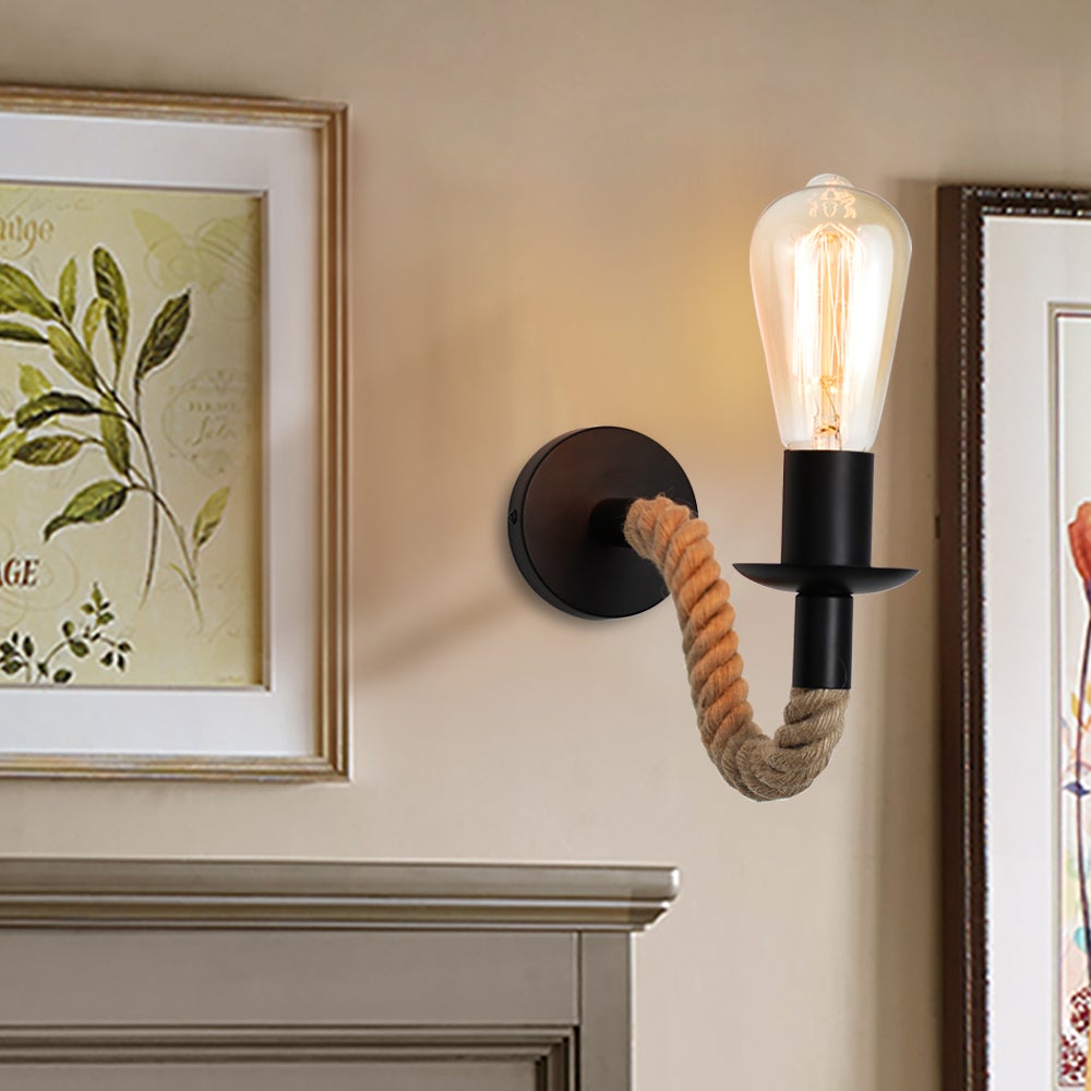 Norvo | Retro Hamp Tau Industriloft Vegglampe