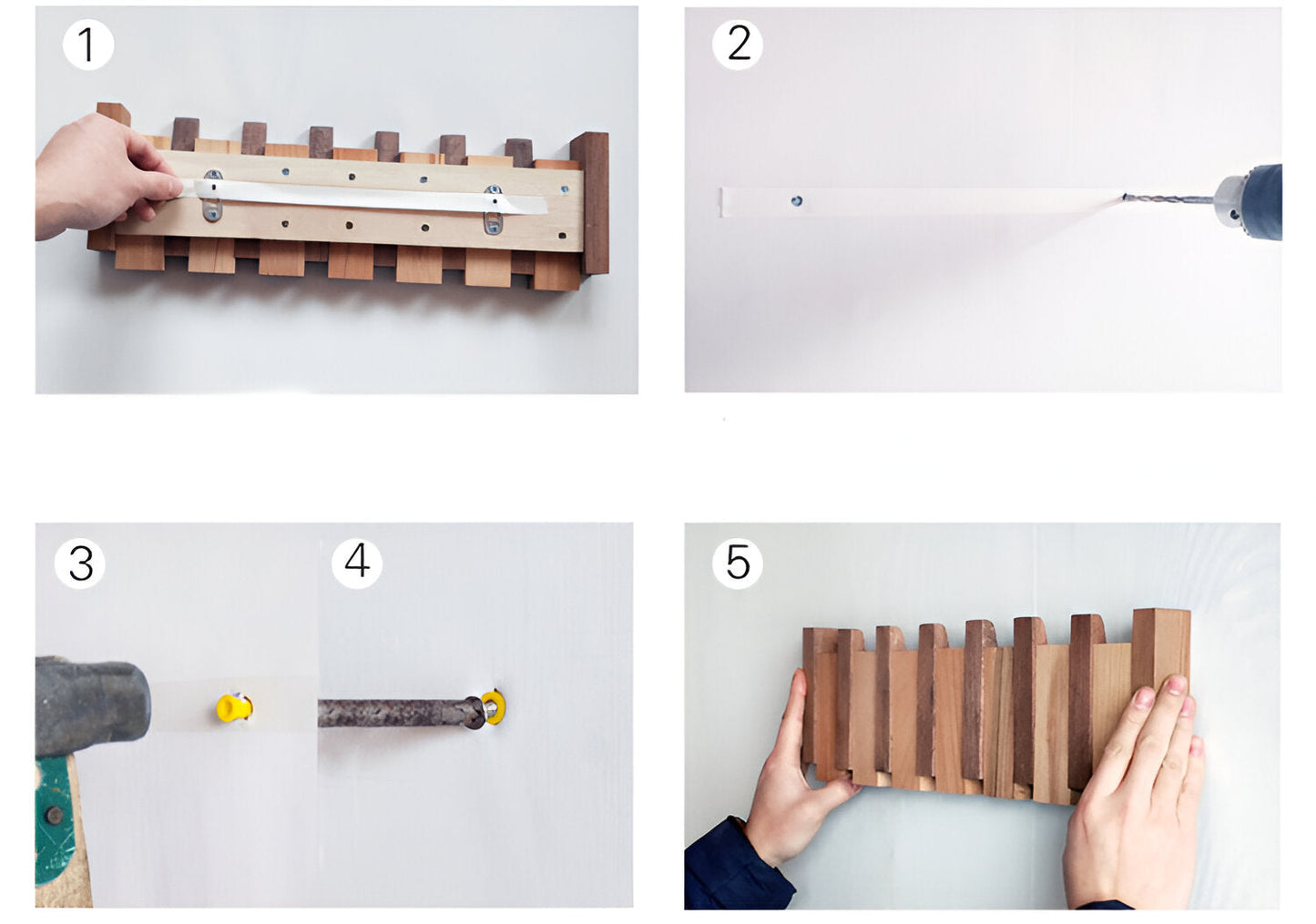 Norvo | RetroHooks - Tre piano vegghylle med magnetiske kroker