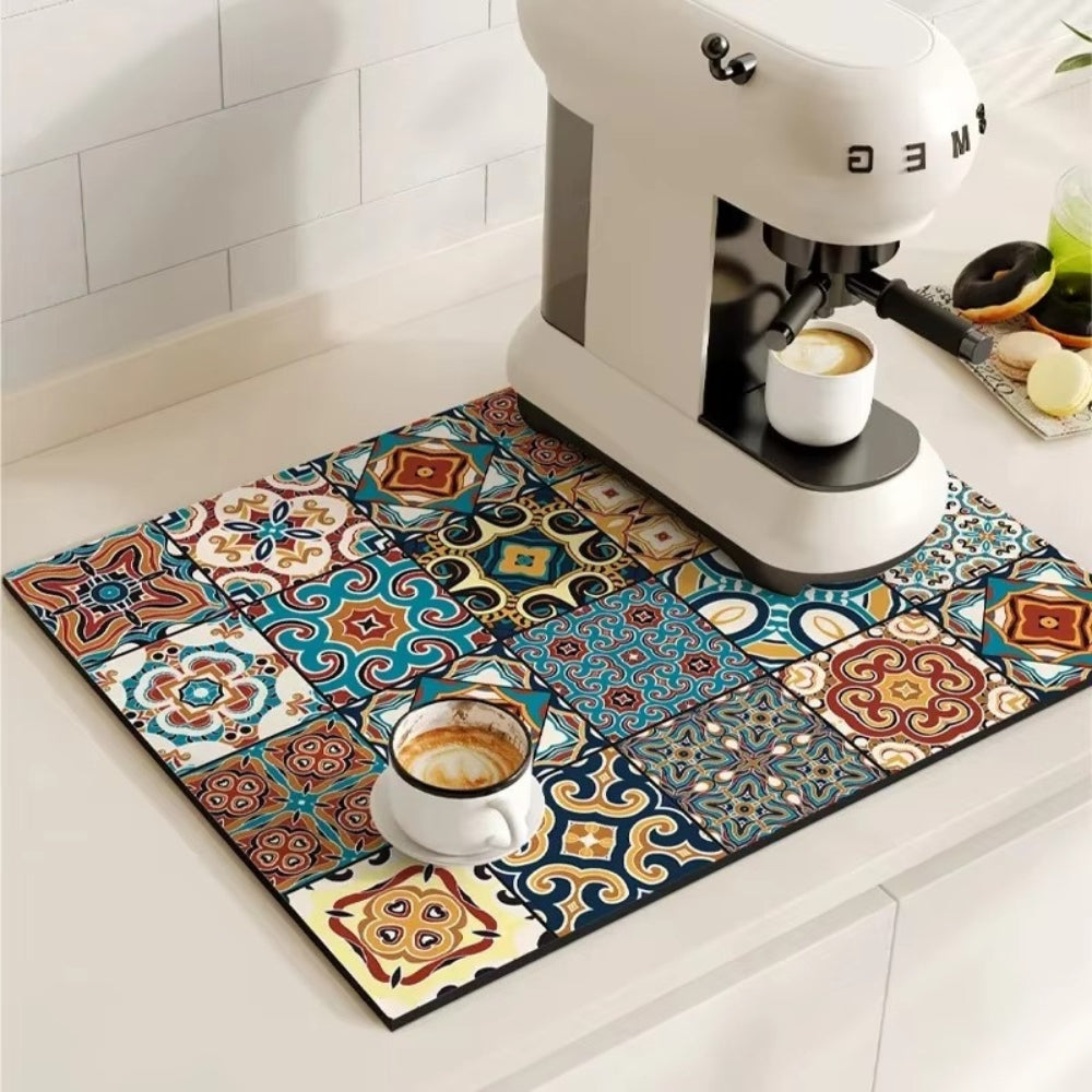 Norvo | Retro Flisdesign Absorberende Kaffematte