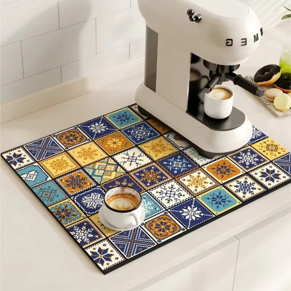 Norvo | Retro Flisdesign Absorberende Kaffematte