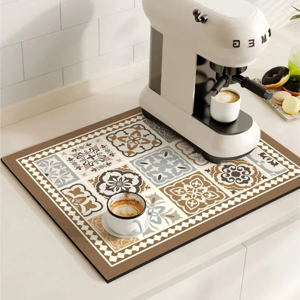 Norvo | Retro Flisdesign Absorberende Kaffematte