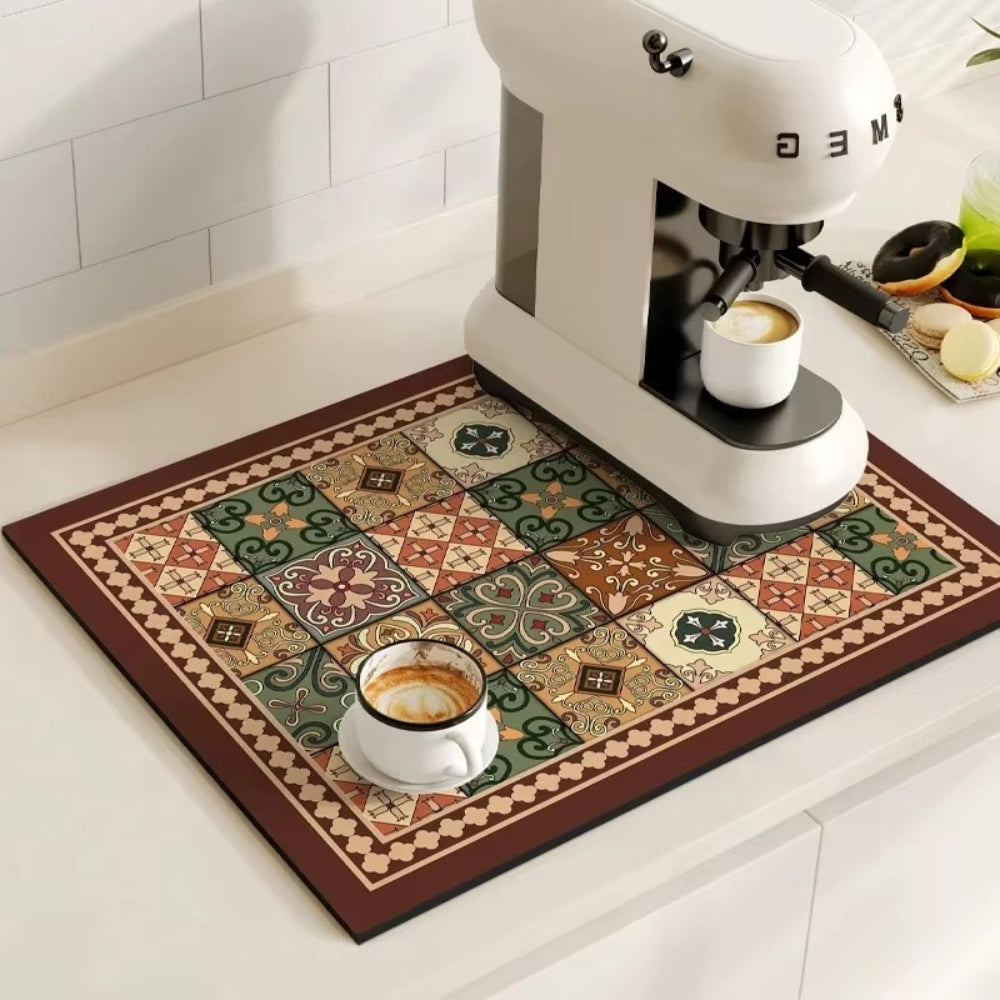 Norvo | Retro Flisdesign Absorberende Kaffematte
