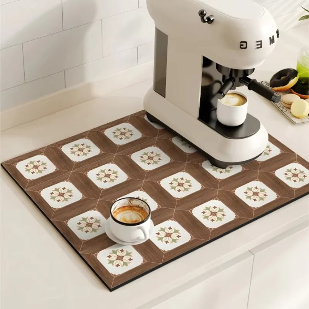 Norvo | Retro Flisdesign Absorberende Kaffematte