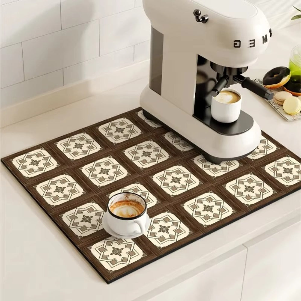 Norvo | Retro Flisdesign Absorberende Kaffematte