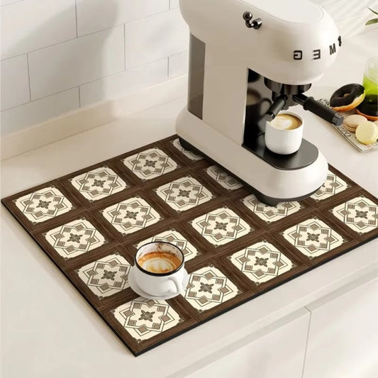 Norvo | Retro Flisdesign Absorberende Kaffematte