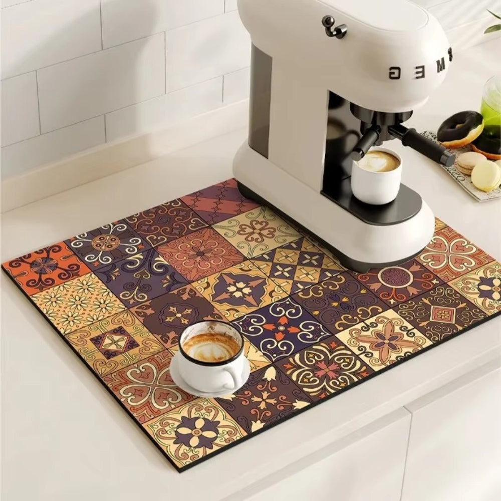 Norvo | Retro Flisdesign Absorberende Kaffematte