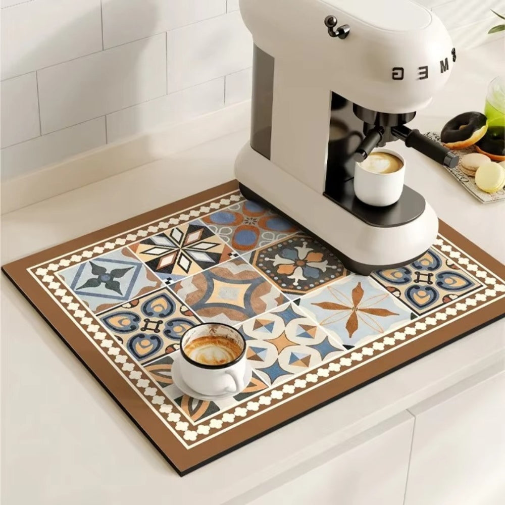 Norvo | Retro Flisdesign Absorberende Kaffematte