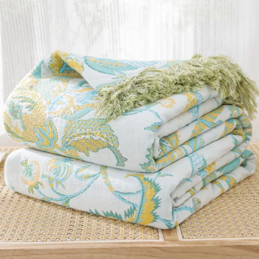 Norvo | Reverie Floral Tassel Cotton Blanket