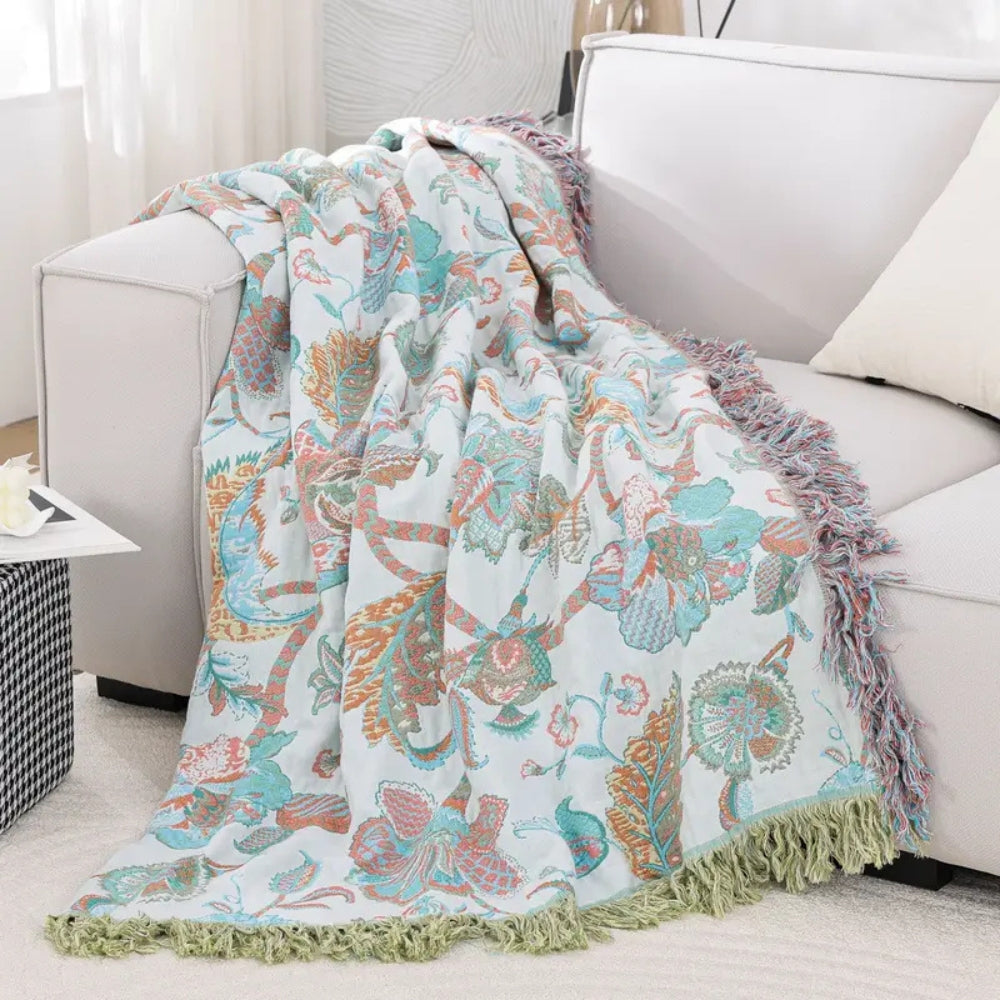 Norvo | Reverie Floral Tassel Cotton Blanket