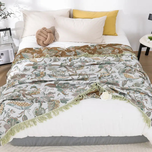 Norvo | Reverie Floral Tassel Cotton Blanket