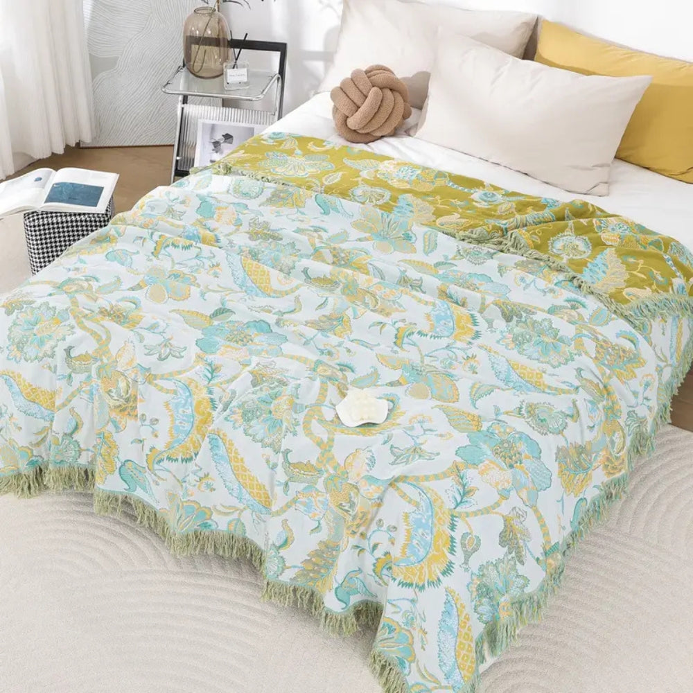 Norvo | Reverie Floral Tassel Cotton Blanket