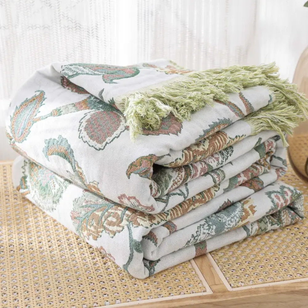 Norvo | Reverie Floral Tassel Cotton Blanket