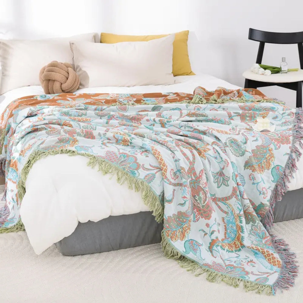 Norvo | Reverie Floral Tassel Cotton Blanket