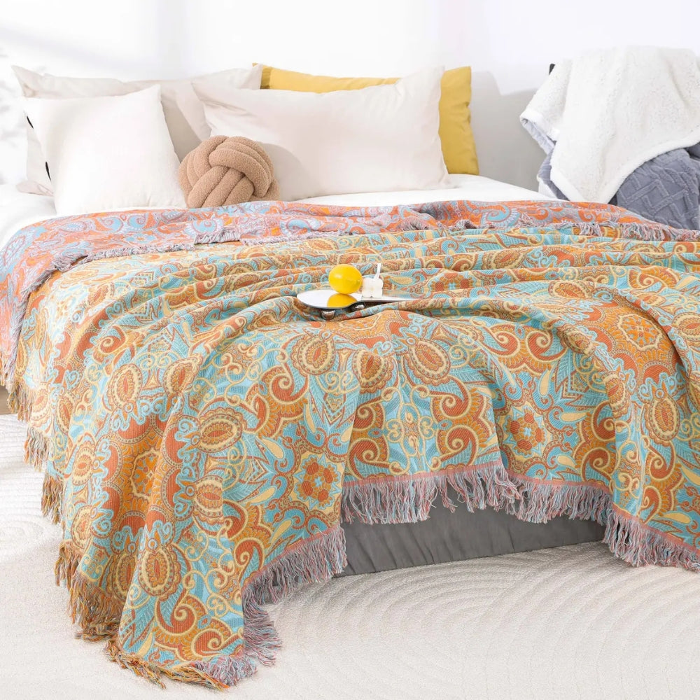 Norvo | Reversible Paisley Bohemsk Bomullspledd