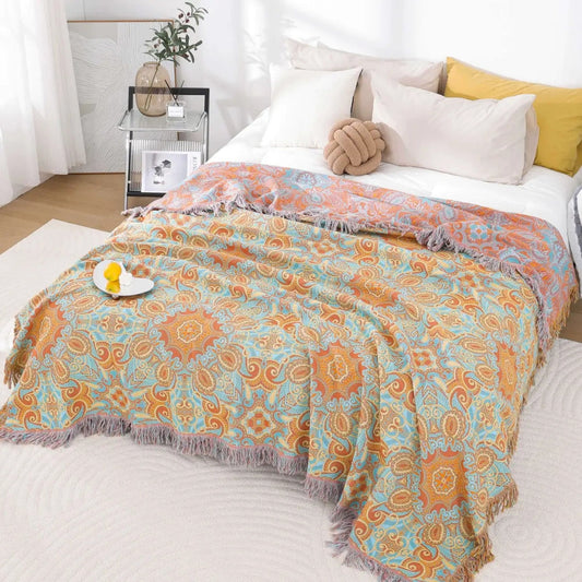 Norvo | Reversible Paisley Bohemsk Bomullspledd