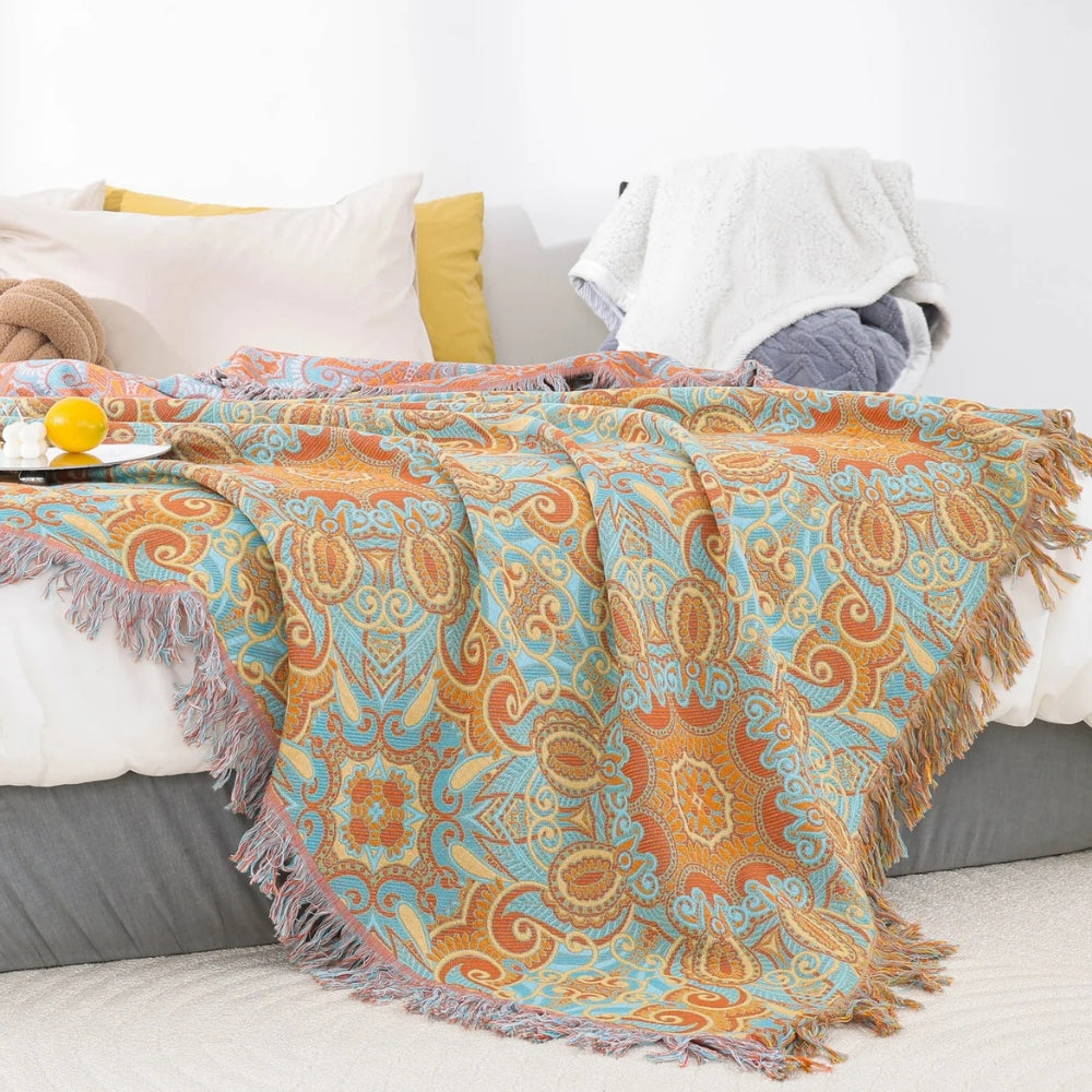 Norvo | Reversible Paisley Bohemsk Bomullspledd