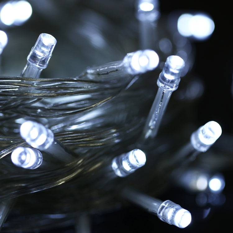 Vanntett String Lys, Lengde: 10m, 100 LED Lys med Kontroller, Blinkende / Fading / Forfølgende Effekt, AC 220V, EU Plugg (Hvit Lys)