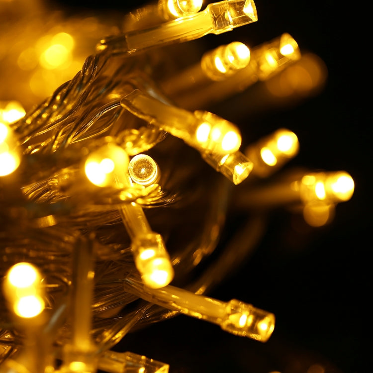 Vanntett Lyskæde, Lengde: 10m, 100 LED Lys med Kontroller, Blinkende / Fading / Jakt Effekt, AC 220V, EU Plugg (Oransje Lys)