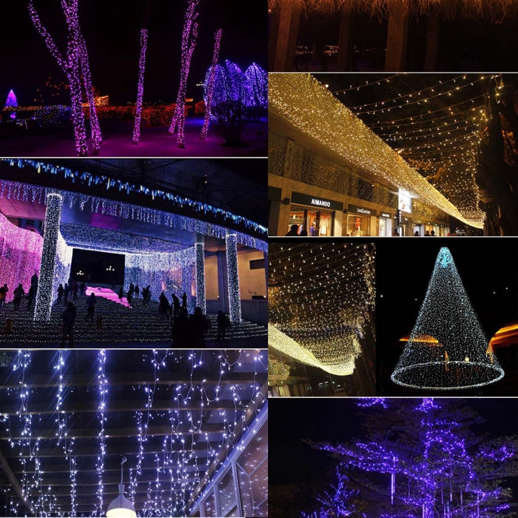Vanntett Lyskæde, Lengde: 10m, 100 LED Lys med Kontroller, Blinkende / Fading / Jakt Effekt, AC 220V, EU Plugg (Oransje Lys)