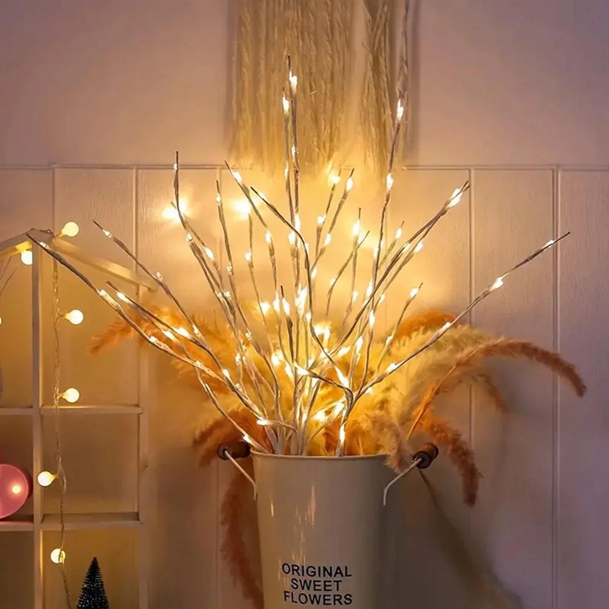 LED Bjørk Gren Fairy Jule Lys - Batteridrevet Varm Hvit Gren Dekorasjoner for Jul, Bryllup, og Utendørs Fester 28,35 tommer
