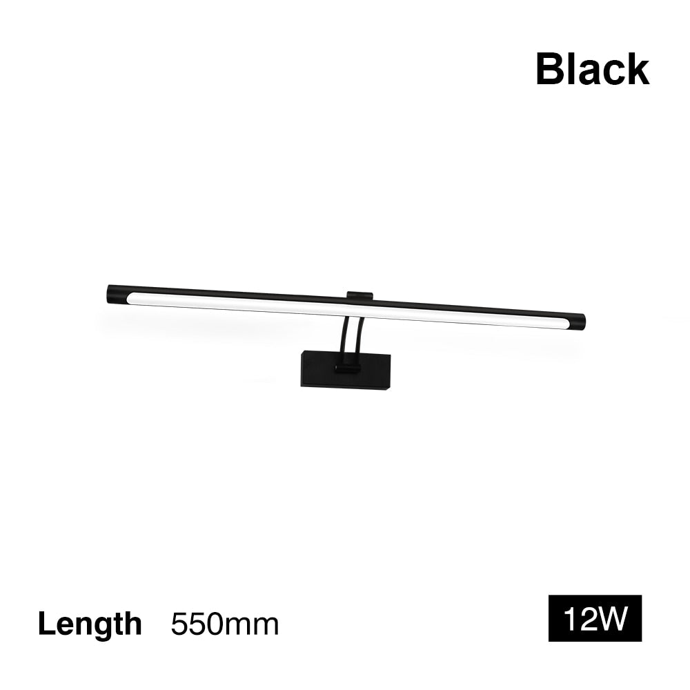 Norvo | 80-100cm LED vegglampe - Moderne svart/sølv veggbelysning til badet, innvendig montert bilde lys