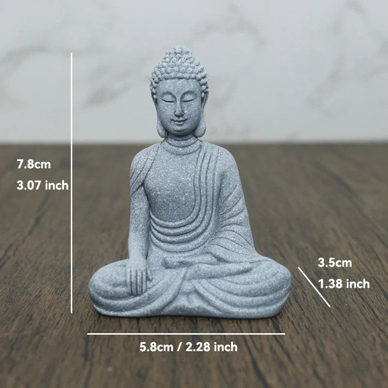 Norvo | Buddha Stein Statue Liten Buddhiste Munker Tibetansk Buddhisme Figurer Zen Hage Ornament Meditasjon Hjem Akvarium Dekorasjon