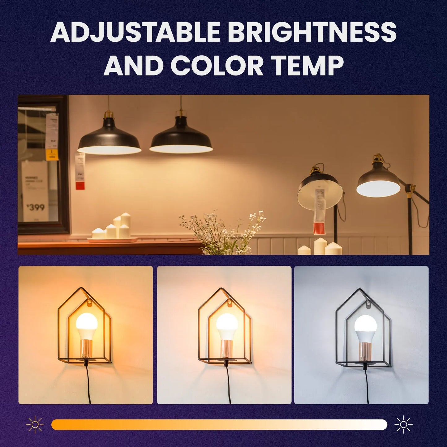 Tuya Smart LED RGB Lyspære 9W E27 - WiFi Justerbar Dimmbar Kontroller via SmartLife Google Alexa Apps