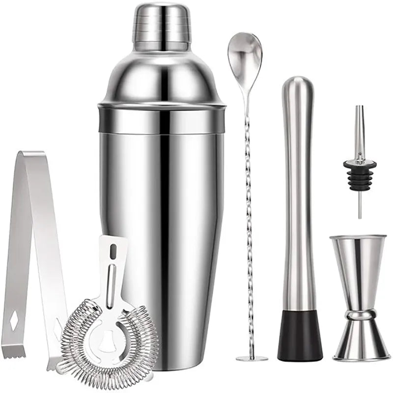Norvo | 550 ml/750 ml Rustfritt Stål Cocktail Shaker Mixer Drink Bartender Sett Bar Sett Verktøy Med Vin Stativ Verktøy for Fødselsdagsgave