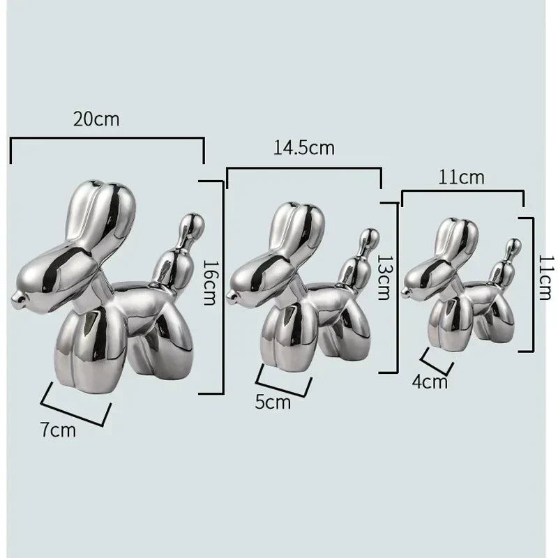 Norvo | Nordisk Keramisk Ballonghund Skulptur Gull Dyre Dekorasjoner Statue Stue Ornament Kreativ Skrivebord Ornament Hjem Dekor