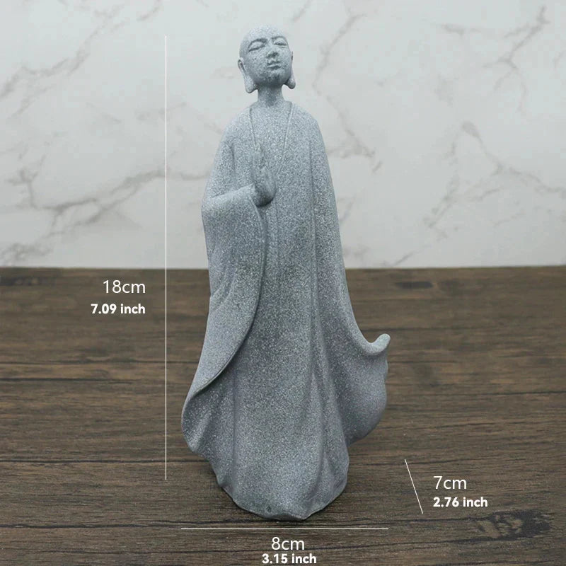 Norvo | Buddha Stein Statue Liten Buddhiste Munker Tibetansk Buddhisme Figurer Zen Hage Ornament Meditasjon Hjem Akvarium Dekorasjon