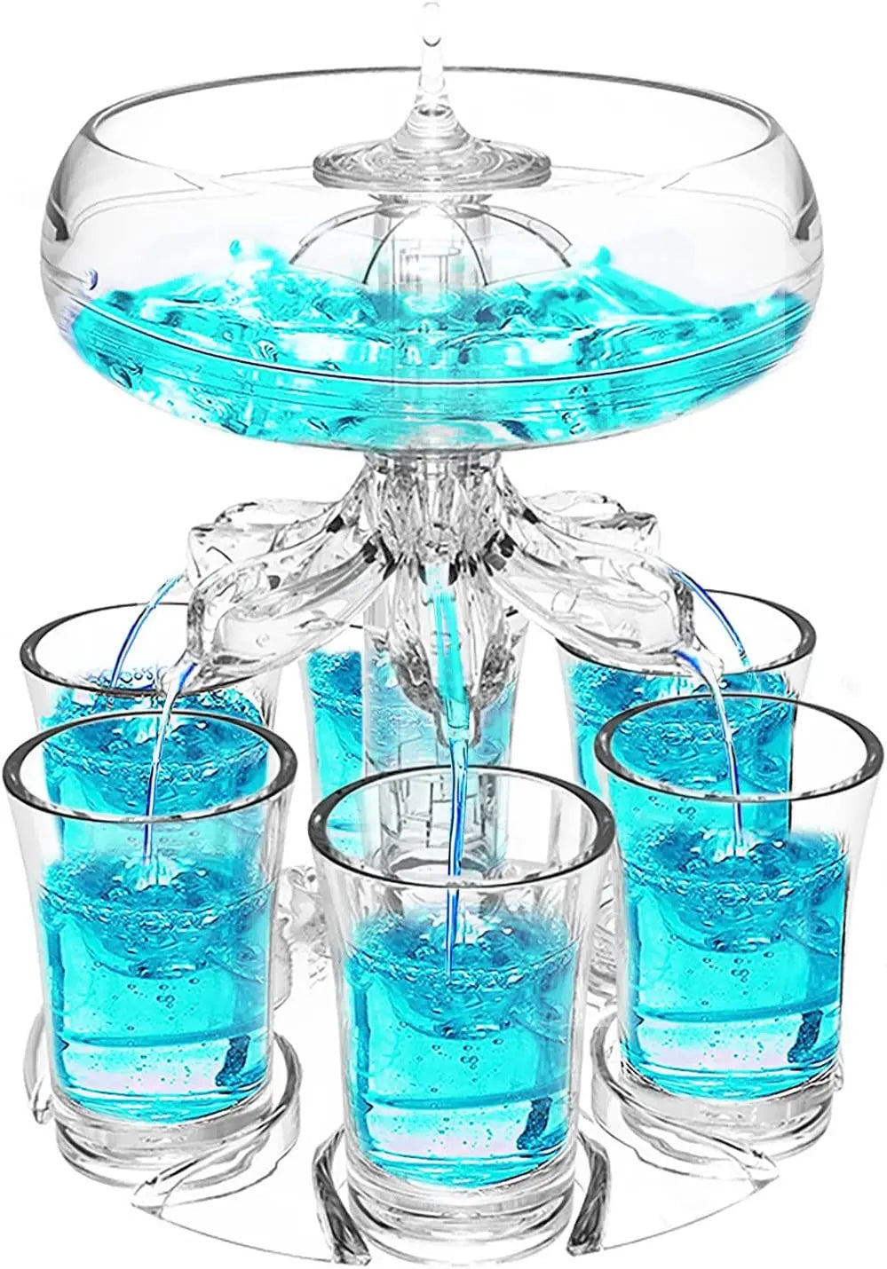Norvo | Party Drink Shot Dispenser Set med 6 Shot-glass i akrylholder - Perfekt for familiesammenkomster og drikkeleker i baren