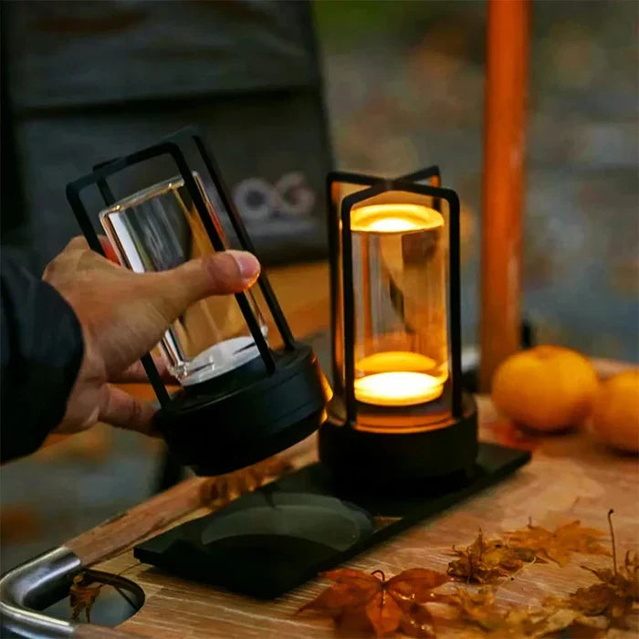 Norvo | Varm LED Trådløs Bordlampe – Batteridrevet Nordisk Design - LED med Berøringskontroll, Egnet for Soverom, Hjem, Utendørs - Ideell Nattlampe